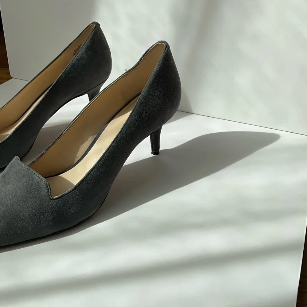 Nine West Gray Suede Kitten Heel Pumps - Picture 5 of 9